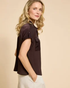Clearance Dunnes Stores Paul Costelloe Living Studio Brown Pocket Blouse