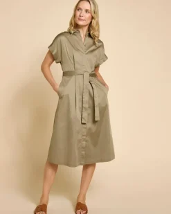 Online Dunnes Stores Paul Costelloe Living Studio Khaki Cotton Shirt Dress