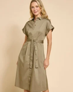 Online Dunnes Stores Paul Costelloe Living Studio Khaki Cotton Shirt Dress