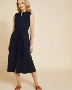 Fashion Dunnes Stores Paul Costelloe Living Studio Navy Sleeveless Shirt Dress