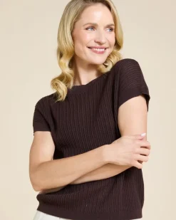 Outlet Dunnes Stores Paul Costelloe Living Studio Brown Parga Short Sleeve Knit