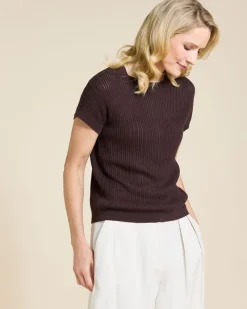 Outlet Dunnes Stores Paul Costelloe Living Studio Brown Parga Short Sleeve Knit