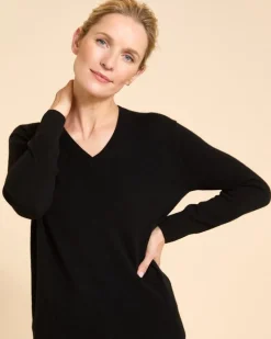 Hot Dunnes Stores Paul Costelloe Living Studio Black 100% Cashmere V-Neck Jumper