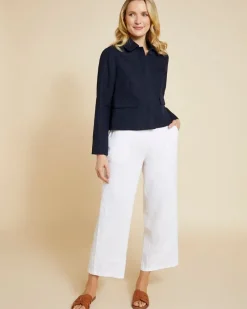 Hot Dunnes Stores Paul Costelloe Living Studio Navy Linen Crop Jacket