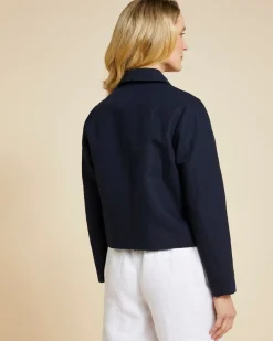 Hot Dunnes Stores Paul Costelloe Living Studio Navy Linen Crop Jacket