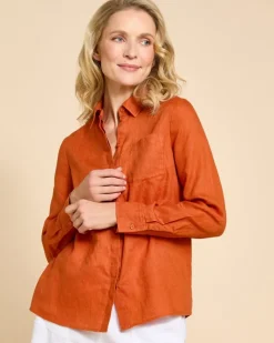 Fashion Dunnes Stores Paul Costelloe Living Studio Rust Linen Shirt