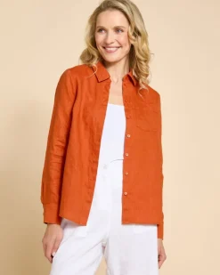 Fashion Dunnes Stores Paul Costelloe Living Studio Rust Linen Shirt