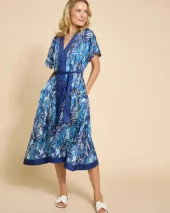Clearance Dunnes Stores Paul Costelloe Living Studio Blue Leaf Print Kaftan