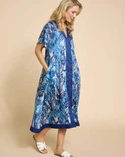 Clearance Dunnes Stores Paul Costelloe Living Studio Blue Leaf Print Kaftan
