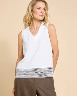 Outlet Dunnes Stores Paul Costelloe Living Studio White Trim Hem Linen Vest