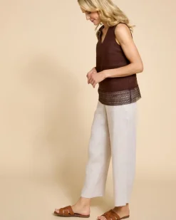 Discount Dunnes Stores Paul Costelloe Living Studio Brown Trim Hem Linen Vest