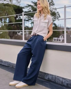 New Dunnes Stores Paul Costelloe Living Studio Navy Lyocell Trousers