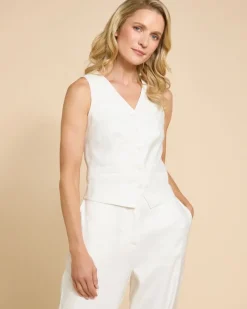 Discount Dunnes Stores Paul Costelloe Living Studio Ivory Linen Waistcoat