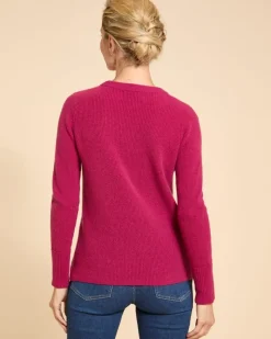 New Dunnes Stores Paul Costelloe Living Studio Berry 100% Cashmere Ribbed Cuff Jumper