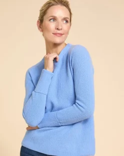 Discount Dunnes Stores Paul Costelloe Living Studio Blue 100% Cashmere Ribbed Cuff Jumper