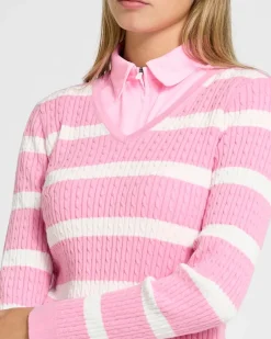 Best Dunnes Stores Pádraig Harrington Golf Pink Cable Knit Jumper