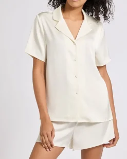 Clearance Dunnes Stores Pearl Satin Revere Short Pyjama Set