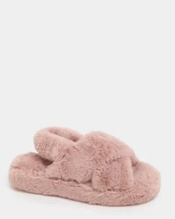 Online Dunnes Stores Plush Fur Crossover Sliders