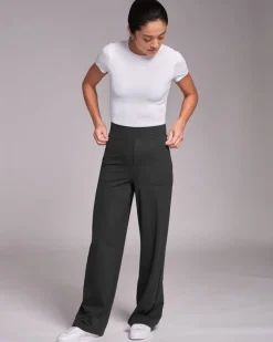 Online Dunnes Stores Powercut All-Day-Wear Wide Leg Trousers Asphalt Grey