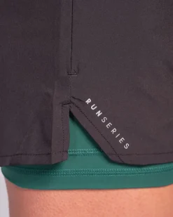 Sale Dunnes Stores Powercut RUNSeries Pace Running Shorts Black/Jungle Green
