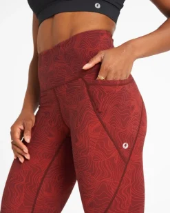 Outlet Dunnes Stores Powercut Sculpt High-Waisted Leggings In Dark Burgundy Wave Print
