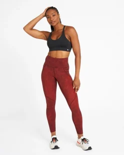 Outlet Dunnes Stores Powercut Sculpt High-Waisted Leggings In Dark Burgundy Wave Print