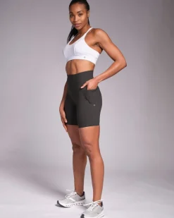 New Dunnes Stores Powercut Sculpt High-Waisted 7" Shorts Asphalt Grey