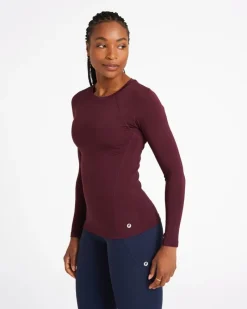 Sale Dunnes Stores Powercut Sculpt Perform Long Sleeve Top In Dark Burgundy