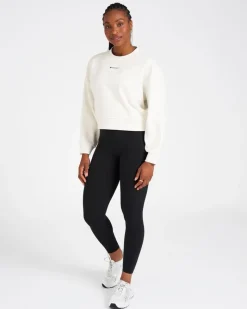 Fashion Dunnes Stores Powercut Studio Cropped Sweatshirt In Marshmallow