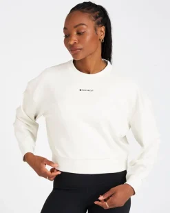 Fashion Dunnes Stores Powercut Studio Cropped Sweatshirt In Marshmallow
