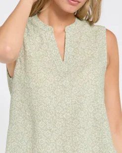 Discount Dunnes Stores Print V-Neck Sleeveless Linen Blend top