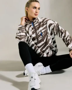 Outlet Dunnes Stores Printed 1/2 Zip Funnel Neck Fleece