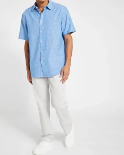 Fashion Dunnes Stores Regular Fit Linen Blend Short Sleeve Shirt
