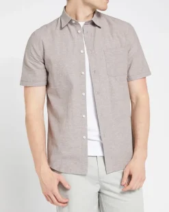 Outlet Dunnes Stores Regular Fit Linen Blend Short Sleeve Shirt