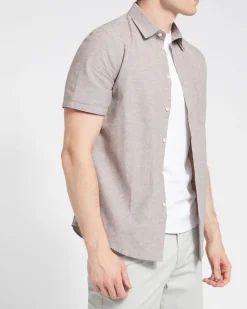 Outlet Dunnes Stores Regular Fit Linen Blend Short Sleeve Shirt