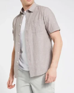 Outlet Dunnes Stores Regular Fit Linen Blend Short Sleeve Shirt