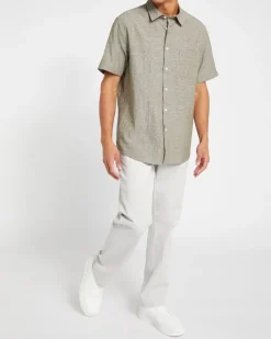 Discount Dunnes Stores Regular Fit Linen Blend Short Sleeve Shirt