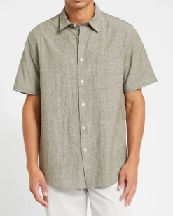Discount Dunnes Stores Regular Fit Linen Blend Short Sleeve Shirt