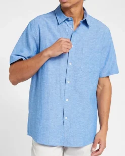 New Dunnes Stores Regular Fit Linen Blend Short Sleeve Shirt
