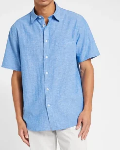 New Dunnes Stores Regular Fit Linen Blend Short Sleeve Shirt