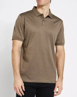 New Dunnes Stores Regular Fit Mercerized All-Over Print Polo Shirt