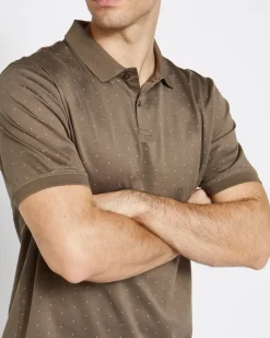 New Dunnes Stores Regular Fit Mercerized All-Over Print Polo Shirt