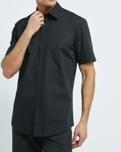 New Dunnes Stores Regular Fit Short-Sleeved Cotton Rich Shirt
