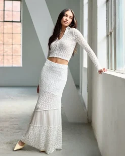 New Dunnes Stores Savida Bailey Texture White Midi Skirt