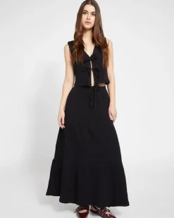 Fashion Dunnes Stores Savida Charli Tie Waist Midi Skirt