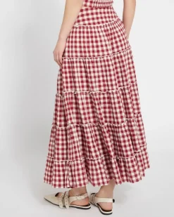 Outlet Dunnes Stores Savida Gingham Tiered Maxi Skirt