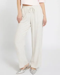 Sale Dunnes Stores Savida Linen Mix Wide Leg Drawstring Waist Trousers