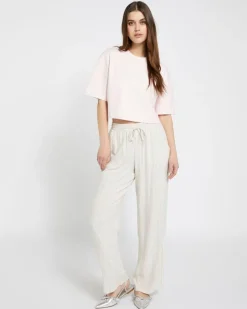 Sale Dunnes Stores Savida Linen Mix Wide Leg Drawstring Waist Trousers