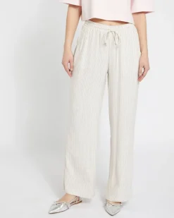 Sale Dunnes Stores Savida Linen Mix Wide Leg Drawstring Waist Trousers