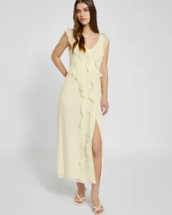 Sale Dunnes Stores Savida Mia Ruffle Lemon Midi Dress